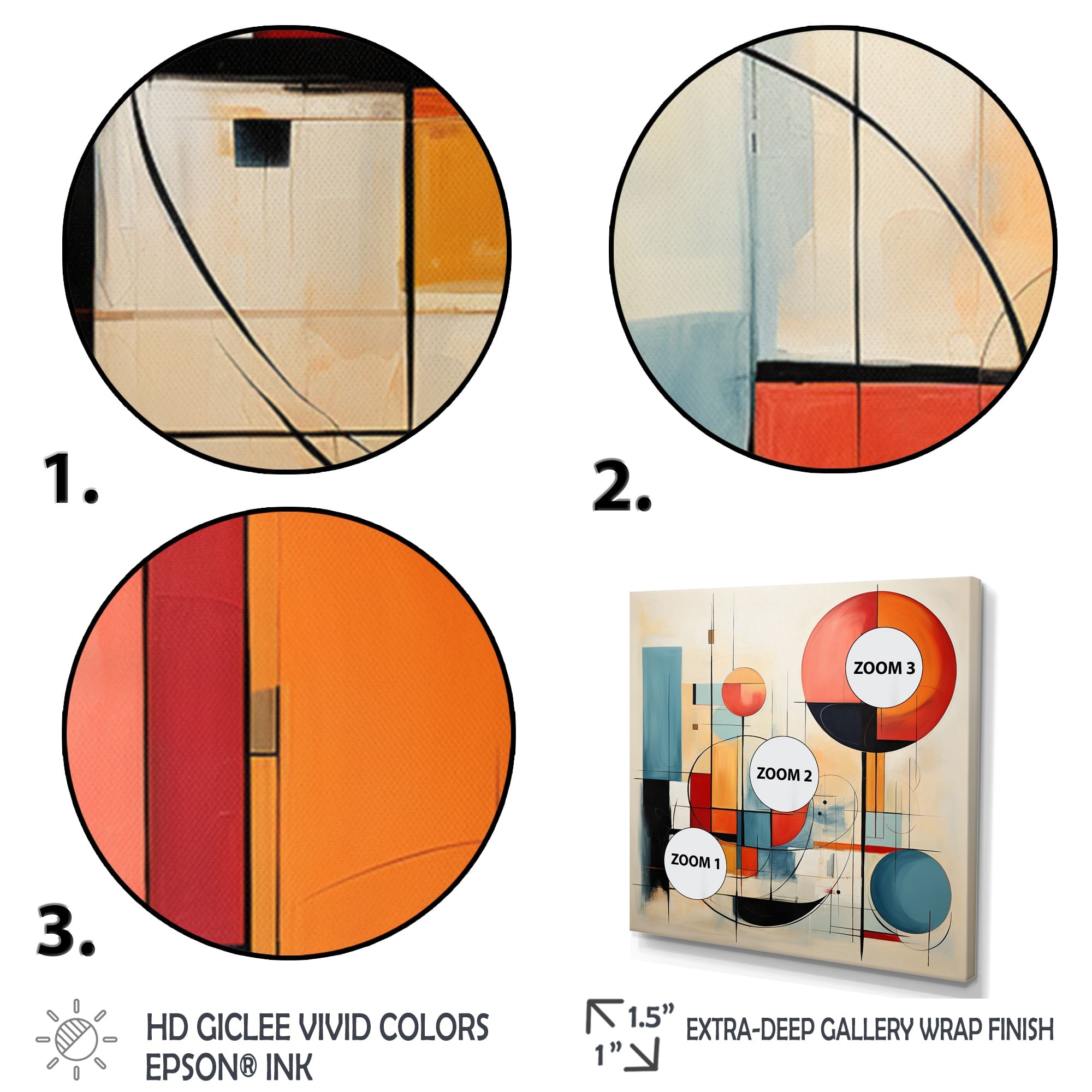 Designart "Colorful Mid Century Dynamic Duality II" Midcentury Framed